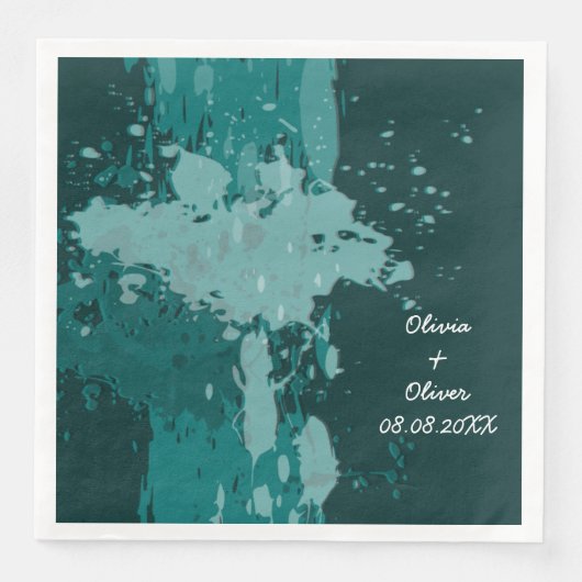 Serviette En Papier Plaque de peinture turquoise-verte (Devant)