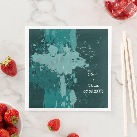 Serviette En Papier Plaque de peinture turquoise-verte (En situation)
