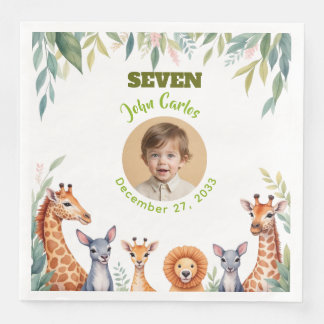 Serviette En Papier Plaque de photo Safari Fille Mignonne pour fête d'
