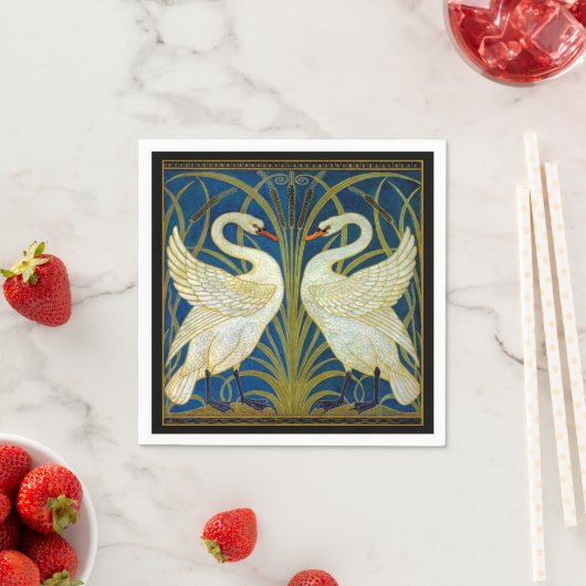 Serviette En Papier Plaque de souris Art Déco Swans (En situation)