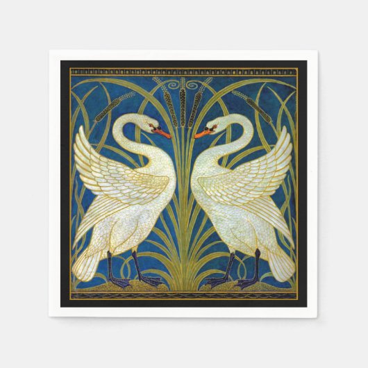 Serviette En Papier Plaque de souris Art Déco Swans (Devant)