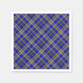 Serviette En Papier Plaque de tartan bleu et jaune. (Devant)