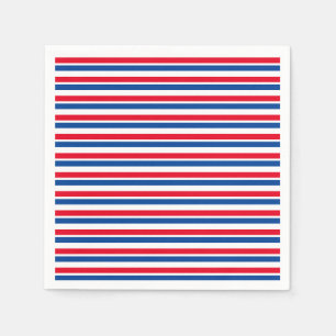 Serviette En Papier Plaque en papier rayé rouge, blanc et bleu