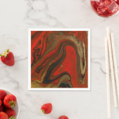 Serviette En Papier Plaque papier rouge et or (En situation)