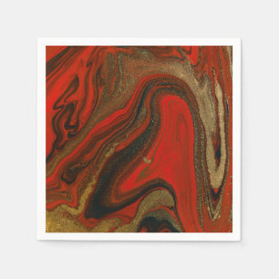 Serviette En Papier Plaque papier rouge et or