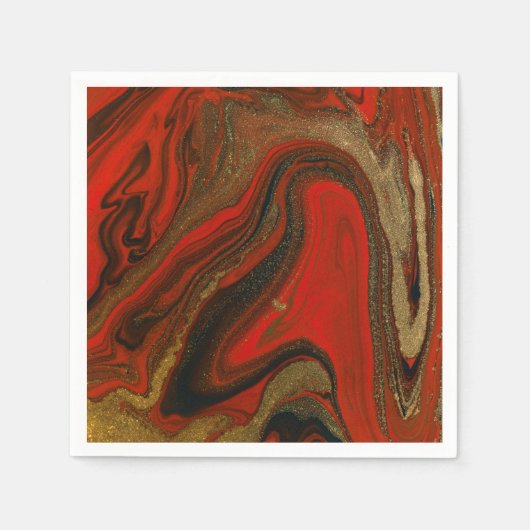 Serviette En Papier Plaque papier rouge et or (Devant)