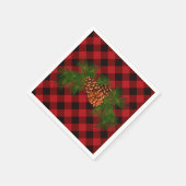 Serviette En Papier Plaque rouge rustique classique, cône de pin vert (Coin)