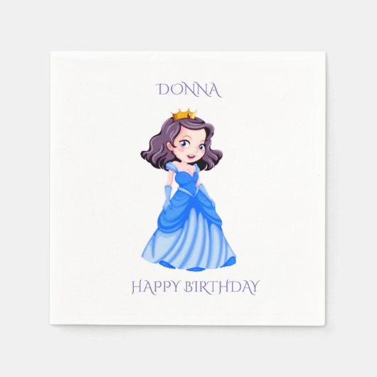 Serviette En Papier Plaques d'anniversaire Princesse avec nom personna (Devant)