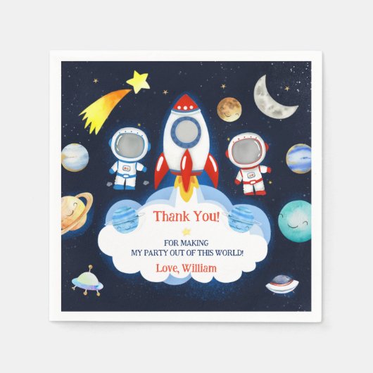 Serviette En Papier Plaques de papier de Rocket Planètes de l'espace e (Devant)