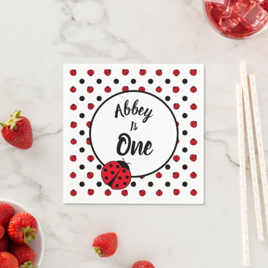 Serviette En Papier Plaques de papier rétro pois de Ladybugs (En situation)