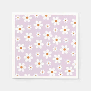 Serviette En Papier Plaques de papier violet super Retro Daisy