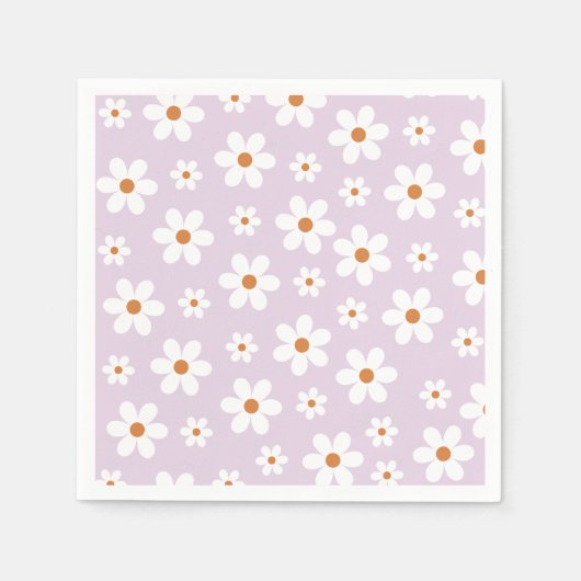 Serviette En Papier Plaques de papier violet super Retro Daisy (Devant)