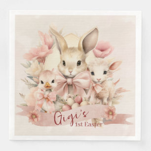 Serviette En Papier Plaques de Pâques lapin, poulet et agneau personna