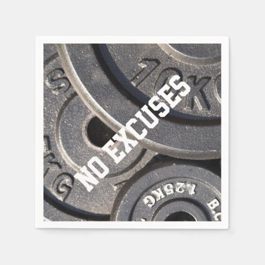 Serviette En Papier Plaques d'haltérophilie, "No Excuses" (Devant)
