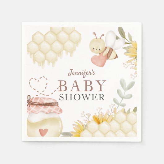 Serviette En Papier Plaques en papier Baby shower d'abeille (Devant)