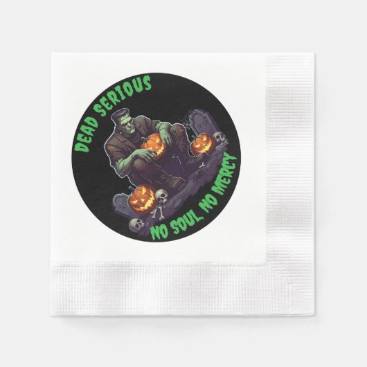 Serviette En Papier 🖤 Plaques papier Black Frankenstein 💀 🎉 (Devant)