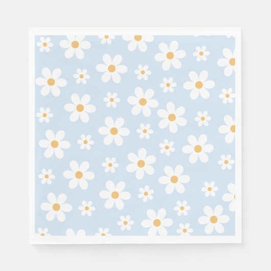 Serviette En Papier Plaques papier bleu marguerite rétro (Devant)