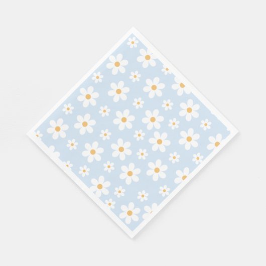 Serviette En Papier Plaques papier bleu marguerite rétro (Coin)