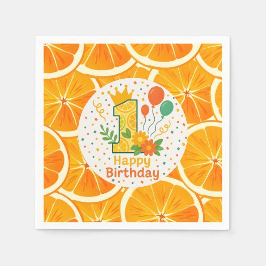 Serviette En Papier Plaques Papier d'anniversaire de Citrus brillantes (Devant)