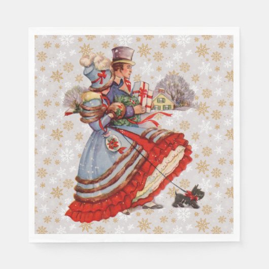 Serviette En Papier Plaques papier de Noël à l'ancienne mode (Devant)
