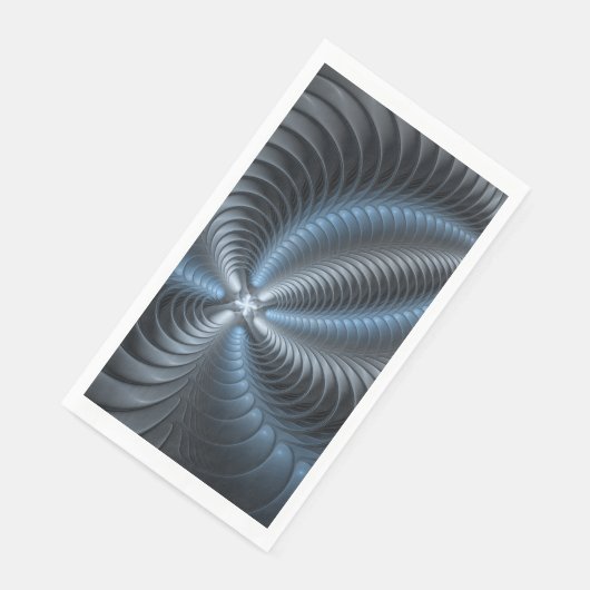 Serviette En Papier Plastique bleu gris 3D Fractal Art moderne Abstrai (Coin)