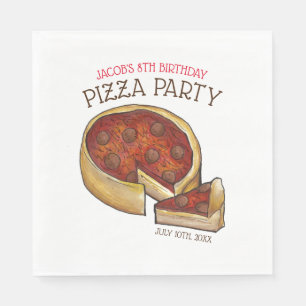 Serviette En Papier Plat profond Pepperoni Pizza Pie fête d'anniversai