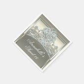 Serviette En Papier Platine ivoire princesse coeur Tiara fête d'annive (Coin)