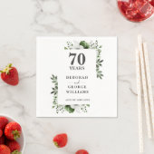 Serviette En Papier Platinum Greenery Floral 70e anniversaire Mariage (En situation)