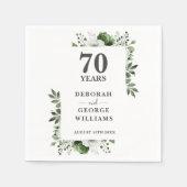 Serviette En Papier Platinum Greenery Floral 70e anniversaire Mariage (Devant)
