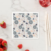 Serviette En Papier Playay Blue Peach Floral Reprendre l'impression (En situation)