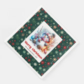 Serviette En Papier Playful funny snowman with snowflakes kids napkins (Coin)