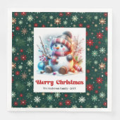 Serviette En Papier Playful funny snowman with snowflakes kids napkins (Devant)