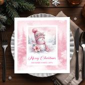 Serviette En Papier Playful Pinkmas Christmas Napkins Winter Scene Kid