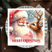 Serviette En Papier Playful Santa Rudolph Christmas Party Napkins Set