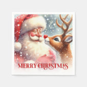 Serviette En Papier Playful Santa Rudolph Christmas Party Napkins Set (Devant)