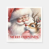 Serviette En Papier Playful Santa Rudolph Holiday Dinner Napkins (Devant)