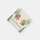 Serviette En Papier Playful Squirrels in Christmas Winter Forest (Coin)