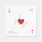 Serviette En Papier Playing Card Heart Casino Nevada Vegas Wedding (Devant)