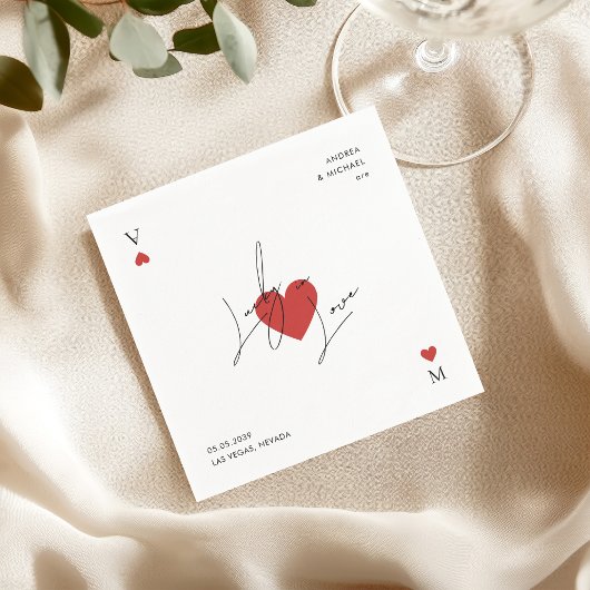 Serviette En Papier Playing Card Heart Casino Nevada Vegas Wedding