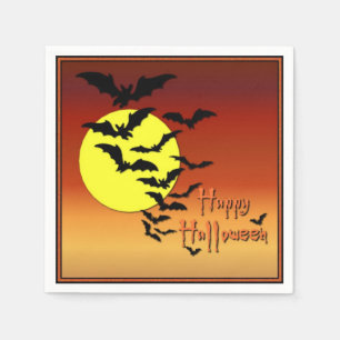 Serviette En Papier Pleine lune chauves-souris Halloween Napkins