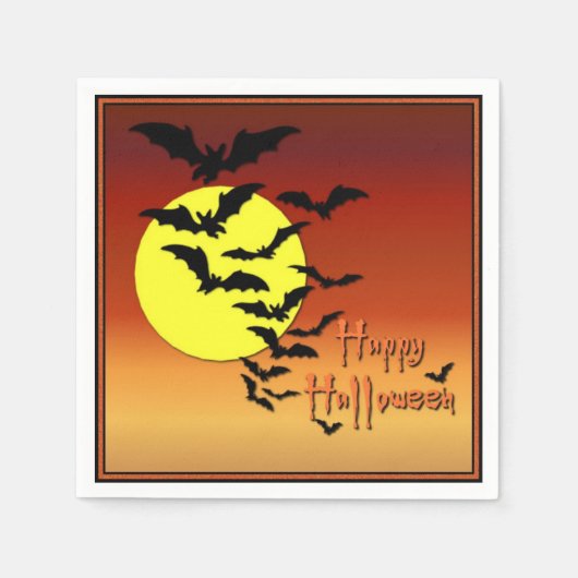 Serviette En Papier Pleine lune chauves-souris Halloween Napkins (Devant)