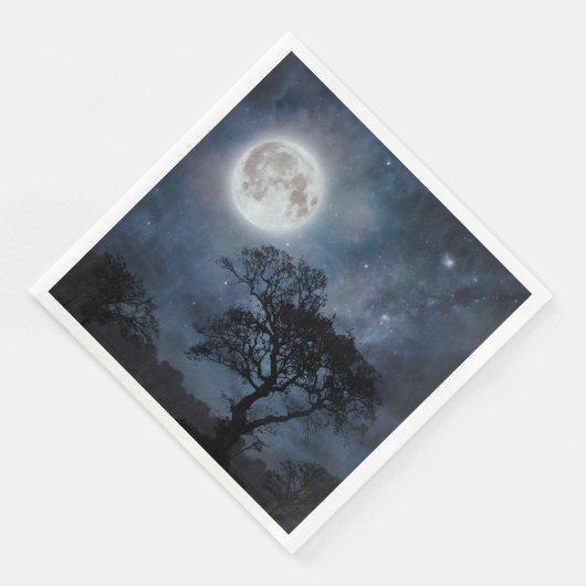 Serviette En Papier Pleine lune dans un ciel étoilé (Coin)