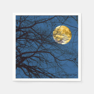 Serviette En Papier Pleine lune de branches d'arbre