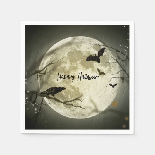 Serviette En Papier Pleine lune hantée Halloween papier de partie (Devant)