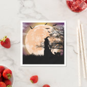 Serviette En Papier Pleine lune mystique de sorcière et de chat (En situation)