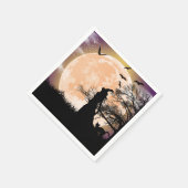 Serviette En Papier Pleine lune mystique de sorcière et de chat (Coin)