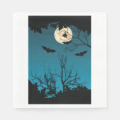 Serviette En Papier Pleine lune nocturne d'Halloween éffrayante et cha (Devant)