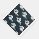 Serviette En Papier Pleine lune sur daim bleu avec corbeau (Coin)