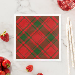 Serviette En Papier Pli vert rouge tartan MacQuarrie
