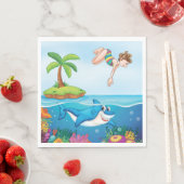 Serviette En Papier Plongée Dans L'Océan Aimable Requin Coral Reef (En situation)